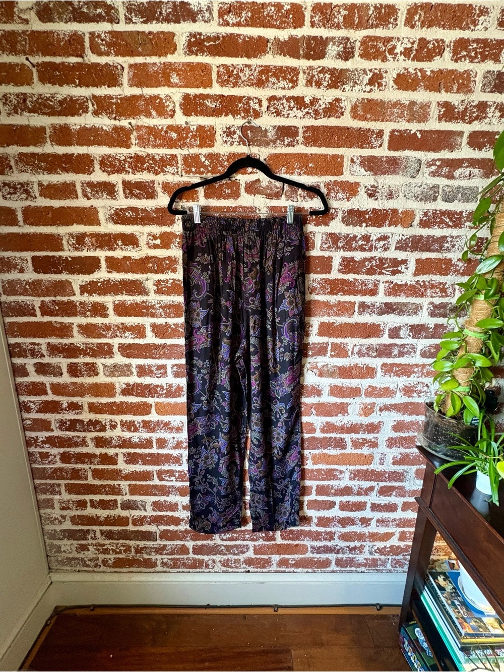90s Vintage Meteor Black Paisley Printed Pants - Picture 6 of 8